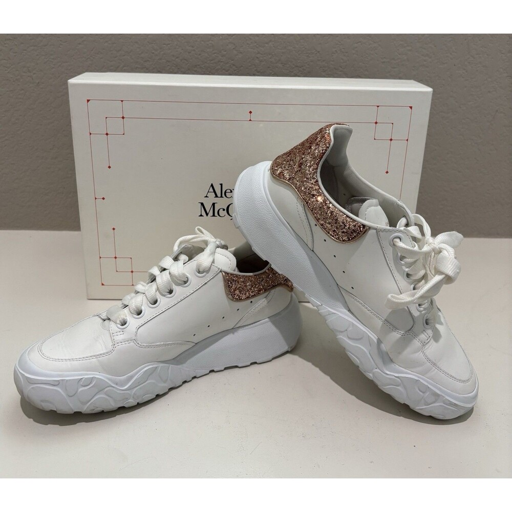 Alexander McQueen Court Trainer Designer Sneakers White/Tea Rose Women’s Sz 7.5
